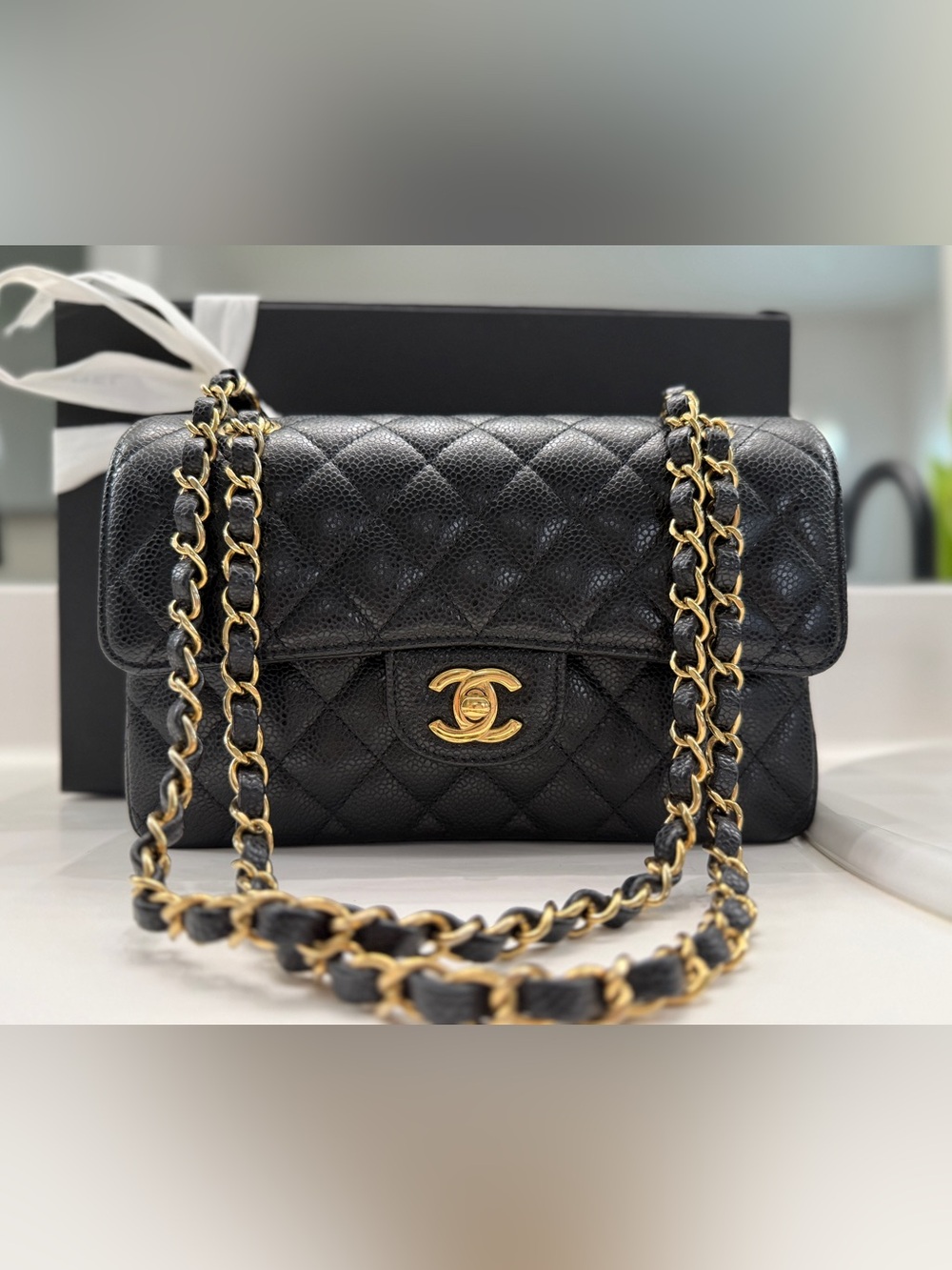 CHANEL Classic double flap  Caviar Leather Small